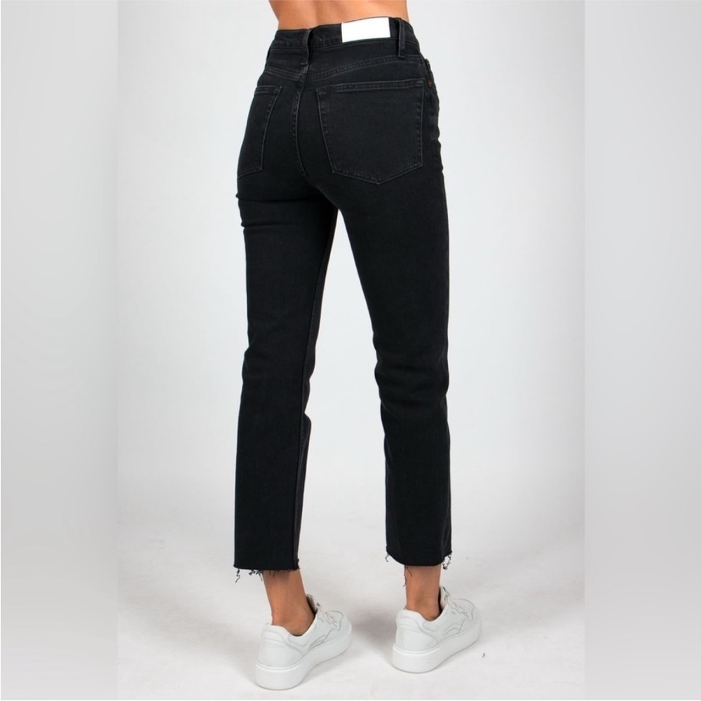 RE/DONE Black High Waisted Ankle Crop Raw Hem Button Fly Jeans Size 27 - Picture 2 of 10